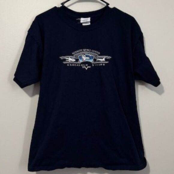 USED Woman's Kennedy Space Center Short Sleeve Shirt Color Navy Blue Size Large - Picture 1 of 1